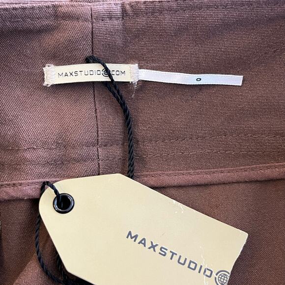 Max Studio Mid-Rise Straight Leg Stretchy Brown Pants NWT Size 0 - Picture 3 of 13